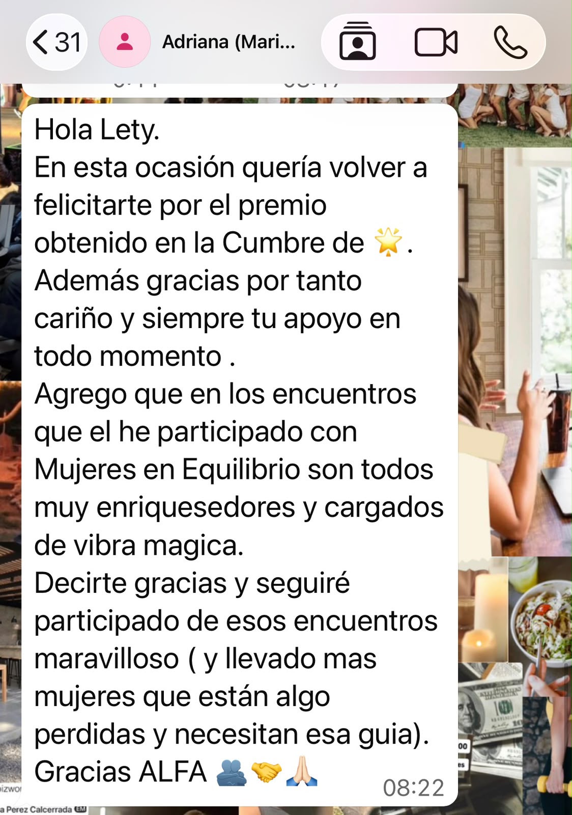 Mensaje de Adriana