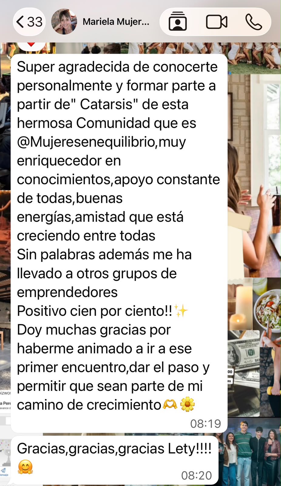 Mensaje de Mariela